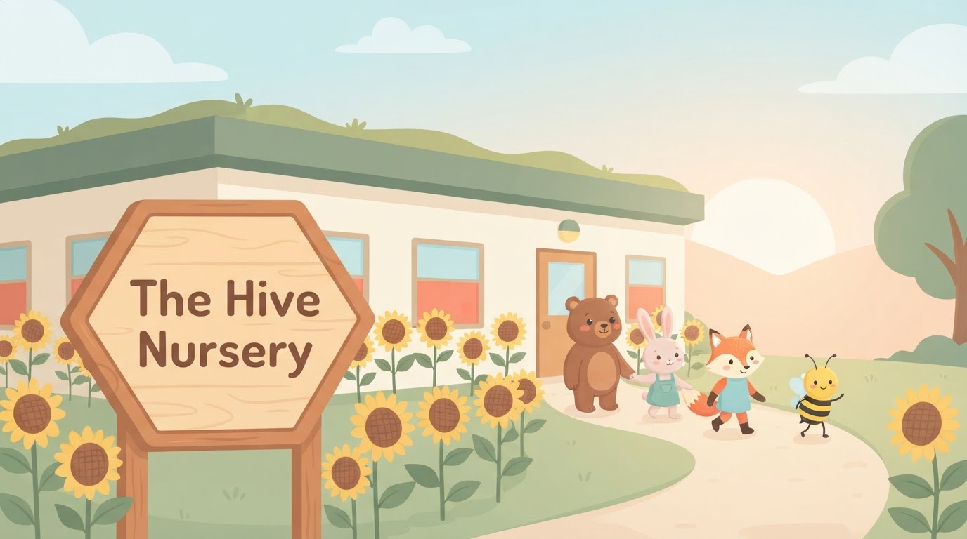 The Hive Nursery — children walking towards the nursery